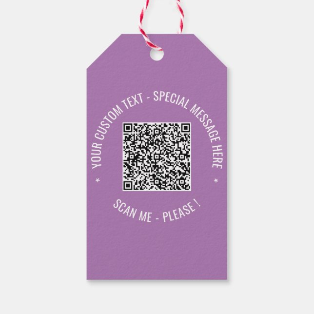 QR-Code-Scan-Info Benutzerdefinierte Textfarben -  Geschenkanhänger (Rückseite)