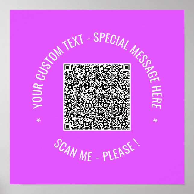 QR Code Scan Info Benutzerdefinierte Textfarben Po Poster (Vorne)