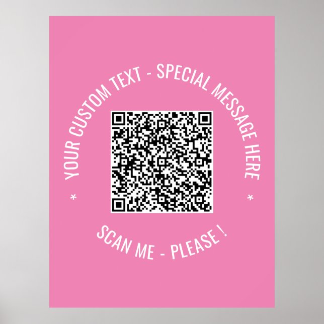 QR Code Scan Info Benutzerdefinierter Text Farben  Poster (Vorne)