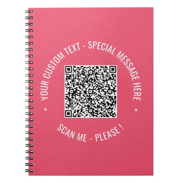 QR Code Scan Info Benutzerdefinierter Text und Far Notizblock (Vorderseite)