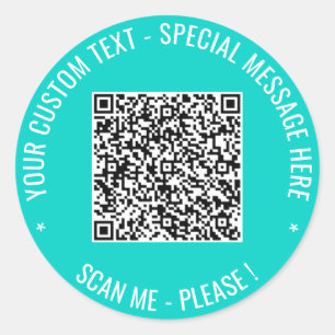 QR Code Scan Info Benutzerdefinierter Text und Far Runder Aufkleber