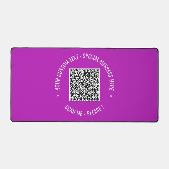 QR Code Scan Info Benutzerdefinierter Text und Far Schreibtischunterlage (Vorderseite)