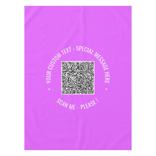 QR Code Scan Info Benutzerdefinierter Text und Far Tischdecke (Vorderseite)