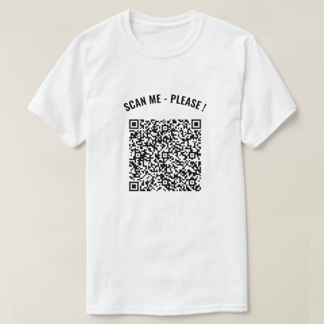 QR Code Scan Info Benutzerdefinierter Text Wiederg T-Shirt (Design vorne)