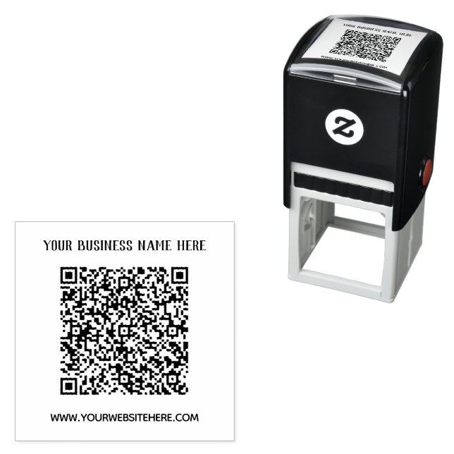 QR Code Scan Info Name Website Selbstfarbige Brief Permastempel (Beispiel)