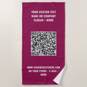 QR-Code-Scan-Info-Strandtuch Ihr Text und Farben Strandtuch