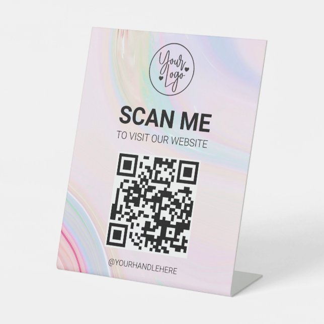 QR Code Scan Me Business Menü Website Services Ped Sockelschild (Vorderseite)