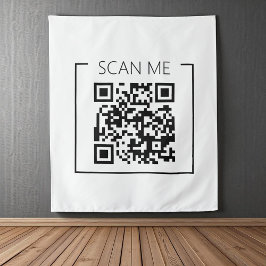QR Code Scan Me Business Minimalistisch Wandteppich