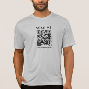 QR Code Scan Me Mens beidseitig bedruckter Silber T-Shirt