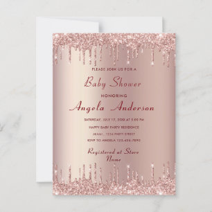 QR Code Scan Rose Gold Baby Girl Dusche Einladung Postkarte