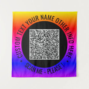 QR-Code-Scan und benutzerdefinierte Text-Farbbandb Wandteppich