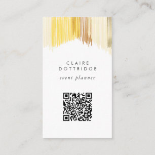 QR Code Scan Website Gold Modern Fringe Visitenkarte