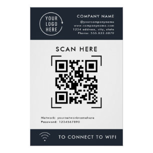 QR-Code-Scan-Wifi Geschäft Logo berührungslos Poster