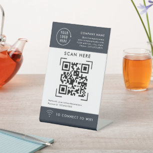 QR Code Scan Wifi   Kontaktlose Firmenlogos Sockelschild