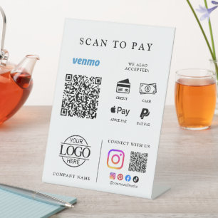 Qr-Code-Scan-Zahlungs-Logo für Unternehmen Tischmo Sockelschild