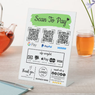 QR Code Scan zu bezahlen Venmo Paypal Google Pay Sockelschild