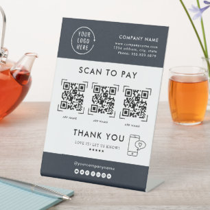 QR-Code-Scan zum Bezahlen Geschäftslogo Berührun Sockelschild