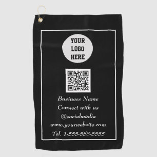 QR Code Scannable Black Beruflich Golfhandtuch