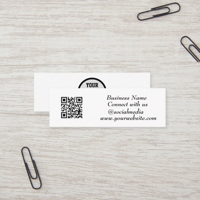 QR Code Scannable Black Beruflich Mini Visitenkarte (Vorderseite/Rückseite Beispiel)