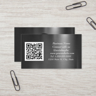 QR Code Scannable Black Metallic Visitenkarte