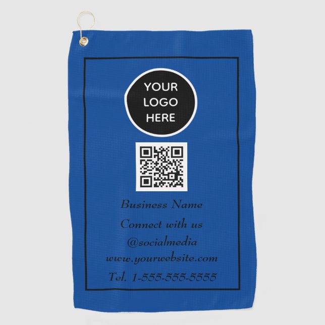 QR Code Scannable Blue Beruflich Golfhandtuch (Vorderseite)
