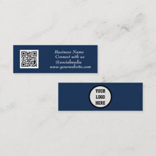 QR Code Scannable Navy Blue Mini Visitenkarte