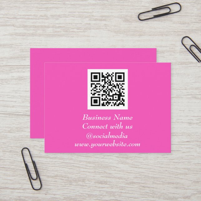 QR Code Scannable Neon Pink Visitenkarte (Vorderseite/Rückseite Beispiel)