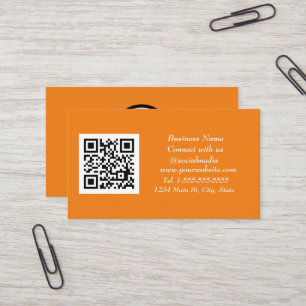 QR Code Scannable Orange Trendy Visitenkarte