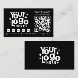QR-Code Scannable Social Media Black Business-Logo Visitenkarte