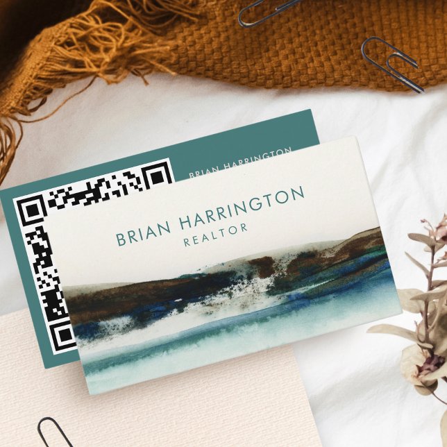 QR-Code Scannable Watercolor Abstrakt Artistic Visitenkarte (Von Creator hochgeladen)