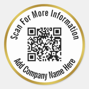 QR-Code scannen Fügen Sie Ihren Text Schwarz-weiß  Runder Aufkleber