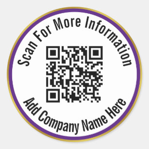 QR-Code scannen für weitere Informationen Lila Wei Runder Aufkleber