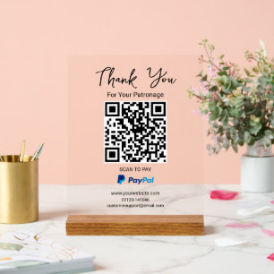 QR-Code scannen   PayPal-Zahlung Acrylschild