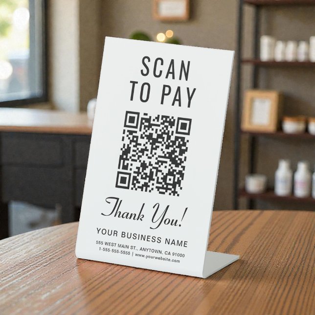 QR-Code scannen Sockelschild (Scan to Pay QR Code Pedestal Sign)