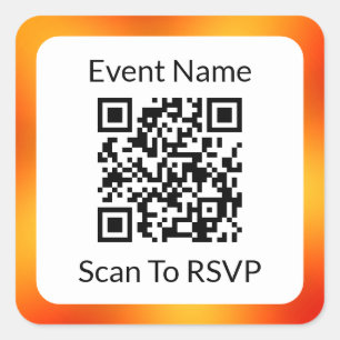 QR-Code scannen um auf Orange und Weiß Vorlage zu  Quadratischer Aufkleber