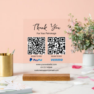 QR-Code scannen Venmo Paypal Payment Acrylschild