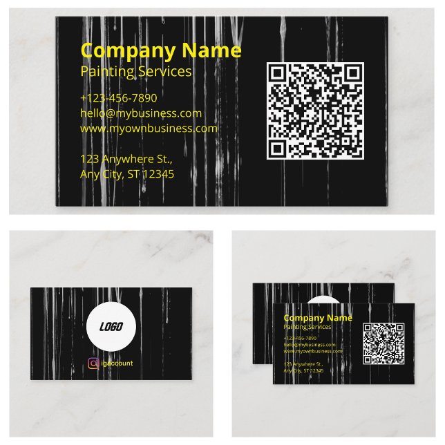 QR-Code-Scannerlogo für coole Maler Visitenkarte (Cool Painter QR Code Scannable Logo Business Card)