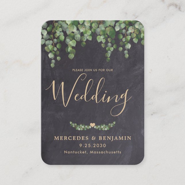 QR-Code-Schalttafel Eukalyptus-Hochzeit Begleitkarte (Vorderseite)