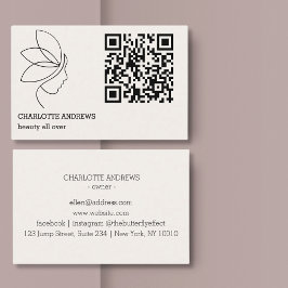 QR-Code, Schönheit, Logo, Linie Art Black Visitenkarte