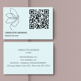 QR-Code, Schönheit, Logo, Linie Art Blue Visitenkarte