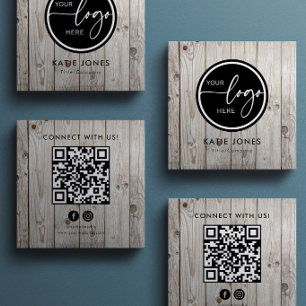QR-Code-Schreinerei Individuelles Logo Verbinde di Quadratische Visitenkarte