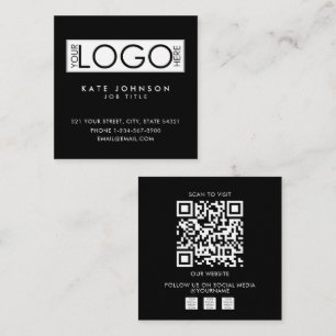 QR-Code Schwarz Modernes Geschäftslogo Soziale Med Quadratische Visitenkarte