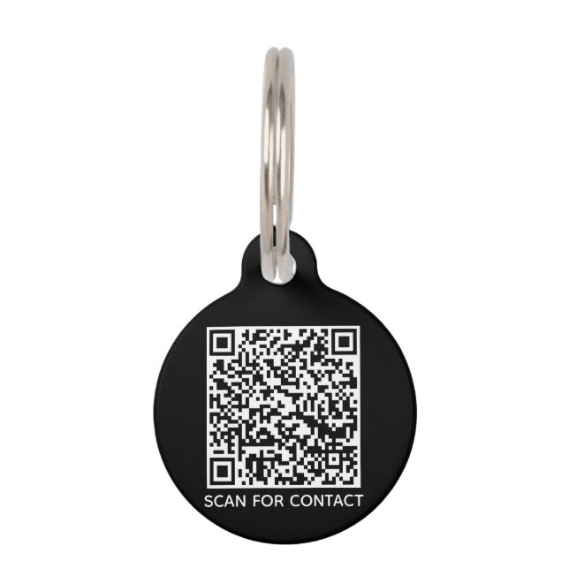 QR Code schwarz scannierbare Kontaktdaten Haustiermarke (Vorderseite)