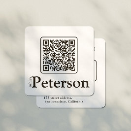 QR-Code, schwarz und weiß, benutzerdefiniertes Log Quadratische Visitenkarte