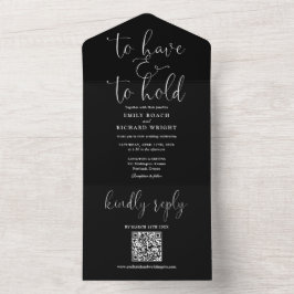 QR-Code schwarz und weiß einsetzen und halten All In One Einladung