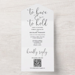 QR-Code schwarz und weiß einsetzen und halten All In One Einladung