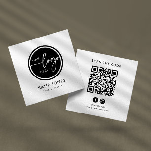 QR-Code Schwarz Weiß Benutzerdefiniertes Logo Scan Quadratische Visitenkarte