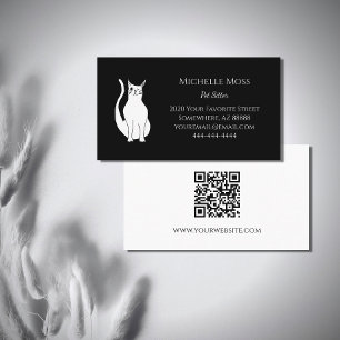 QR-Code Schwarz-weiß Cat Pet Sitter Scannierbar Visitenkarte
