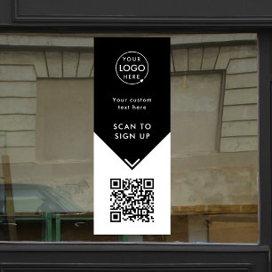 QR-Code Schwarz-Weiß-Firmenlogo Fensteraufkleber