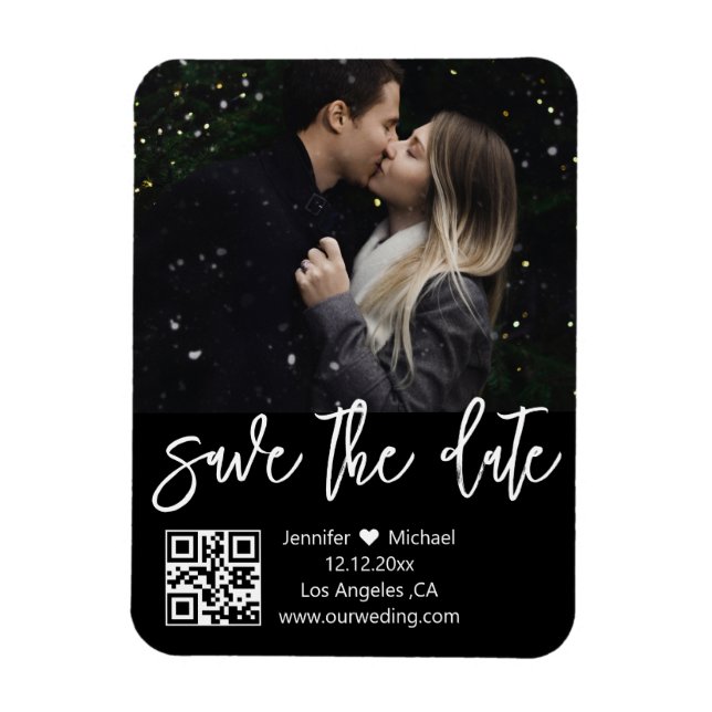 QR-Code Schwarz-Weiß-Foto Save-the-Date-Magnet Magnet (Vertikal)